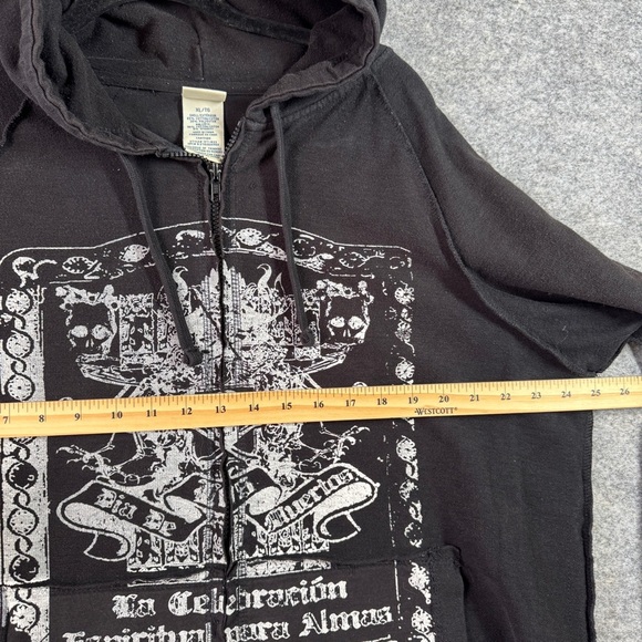 725 Originals Black Zip Hoodie Skull Crest Graphic Streetwear 90s Y2K Size XL - Picture 9 of 15